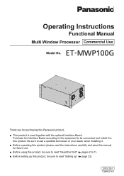 Panasonic ET-MWP100G Operating Instructions
