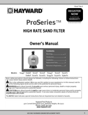 Hayward 14 In Sand Filter W/4-Way Val Expert Line ProSeries High Rate Sand Filters Owners Manual
