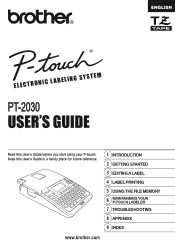 Brother International PT-2030 Users Manual - English