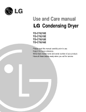 LG TD-C70212E Use and Care Guide