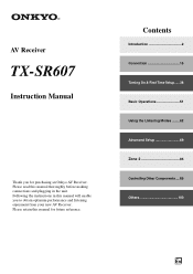 Onkyo TX SR607 Owner Manual