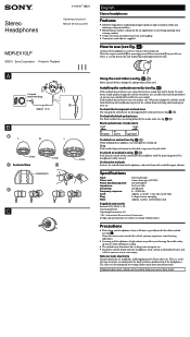 Sony MDR-EX10LP Operating Instructions