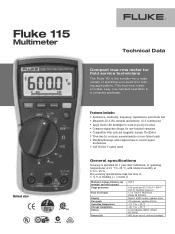Fluke 115 Fluke 115 Digital Multimeter Datasheet