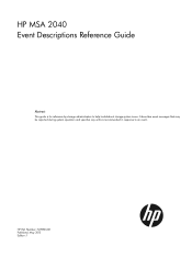 HP MSA 2040 HP MSA 2040 Event Descriptions Reference Guide (723980-001, June 2013)