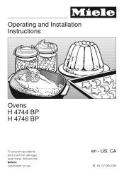 Miele H 4744 BP Operating and Installation manual