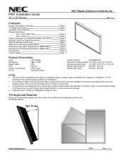 NEC P461 P461 : installation guide