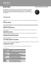 Sony SRS-BTV5 Marketing Specifications (Black model)