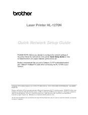 Brother International HL 1270N Network Quick Setup Guide - English