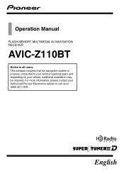 Pioneer AVIC-Z110BT Owner's Manual