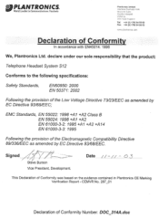 Plantronics S12 Document of Conformity