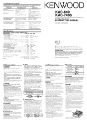 Kenwood KAC-749S Instruction Manual