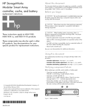 HP 353803-B22 HP StorageWorks Modular Smart Array controller, cache, and battery replacement instructions (February 2006)