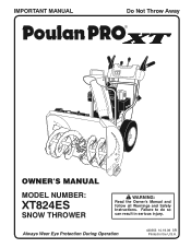 Poulan XT824ES User Manual