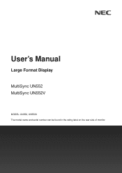 Sharp UN552 User Manual - MultiSync Series