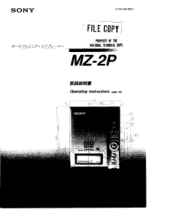 Sony MZ-2P Users Guide