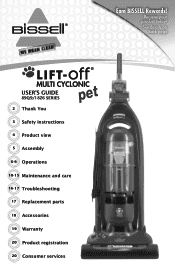 Bissell Lift-Off® Multi Cyclonic Pet Vacuum 89Q9 User Guide - English