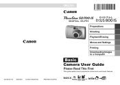 Canon PowerShot SD700 IS PowerShot SD700 IS / DIGITAL IXUS 800 IS Camera User Guide Basic