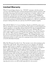 Epson B107011F Warranty Statement