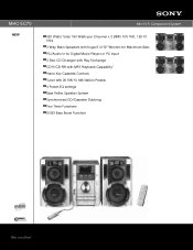 Sony MHC-EC70 Marketing Specifications