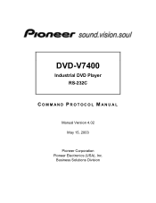 Pioneer DVD-V7400 DVD-V7400 RS-232C Command Protocol Manual