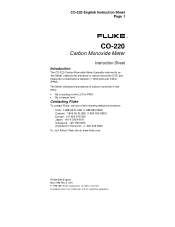 Fluke CO-220 FE CO-220 Instruction Sheet
