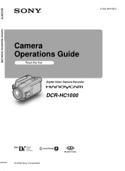 Sony DCR-HC1000 Camera Operations Guide