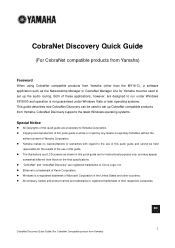 Yamaha MY16-CII MY16-CII CobraNet Discovery Quick Guide For CobraNet compatible products from Yamaha