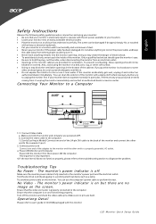 Acer S201HL Quick Start Guide