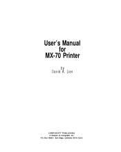 Epson MX-70 User Manual