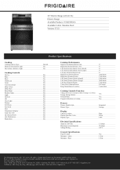 Frigidaire FCRE3083AS Product Specifications Sheet