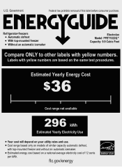Frigidaire FFET1022QW Energy Guide