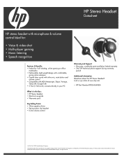 HP GW470AA HP Stereo Headset - Datasheet