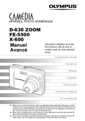 Olympus D630 D-630 Zoom Manuel Avancé (Français)
