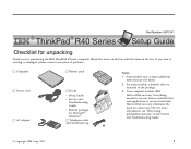 Lenovo ThinkPad R40 English - Setup Guide for ThinkPad R40