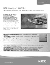 NEC X461UN Specification Brochure