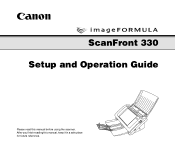 Canon imageFORMULA ScanFront 330 Setup and Operation Guide
