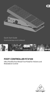 Behringer FOOT CONTROLLER FCV100 Manual