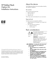 HP 10842 Ballast Rack Option Kit Installation Instructions