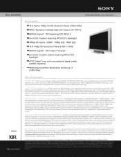 Sony KDL-52XBR2 Marketing Specifications