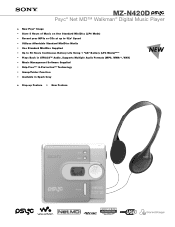 Sony MZ-N420DPS Marketing Specifications
