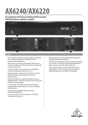 Behringer EUROCOM AX6220 Specifications Sheet