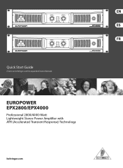 Behringer EUROPOWER EPX2800 Quick Start Guide