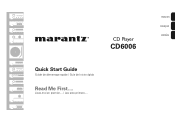 Marantz CD6006 Quick Start Guide in English