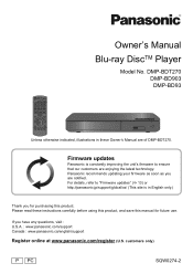 Panasonic DMP-BDT270 Owners Manual