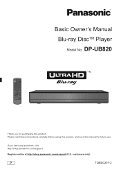 Panasonic DP-UB820 Basic Owners Manual - DP-UB820