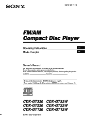 Sony CDXGT320 Operating Instructions