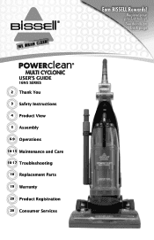 Bissell PowerClean Multi Cyclonic Bagless Vacuum User Guide - English