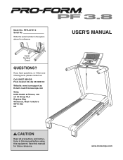ProForm 3.8 Treadmill Uk Manual