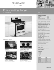 Frigidaire FGGF3042KF Product Specifications Sheet (English)