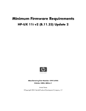 HP 9000 K250 Minimum Firmware Requirements for HP-UX 11i v2 (B.11.23) Update 2, September 2004